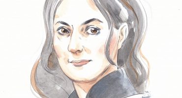 a watercolour wash drawing of the Australian author and foilmmaker Julia Leigh