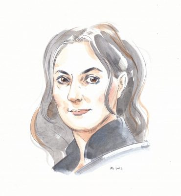 a watercolour wash drawing of the Australian author and foilmmaker Julia Leigh