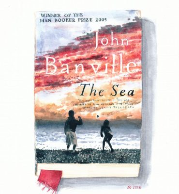 A watercolour drawing of a paperback edition of John Banville's novel The Sea